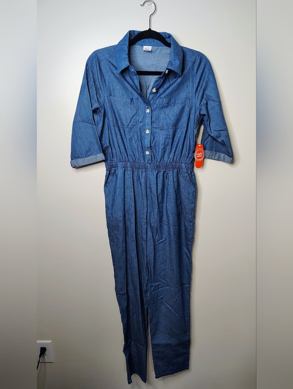 Wonder Nation NWT Chambray Denim Jumpsuit Size‎ Girls 14-16 Button Front Pockets